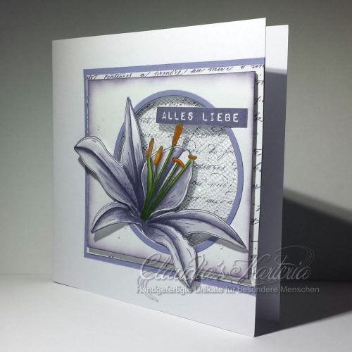 Lilie auf Glittertüll | Glückwunschkarte