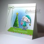 Weihnachtselfe mit Tannenbaum grün-türkis | Weihnachtskarte