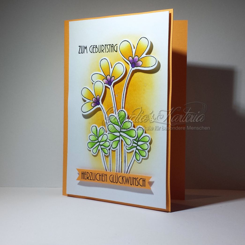 Blumen-Glückwünsche in orange | Geburtstagskarte