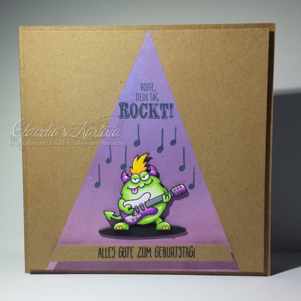 Rockiges Monster im Rampenlicht | Geburtstagskarte