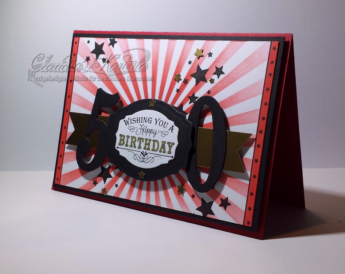 Unikatanfertigung: Happy Birthday zirkusstyle rot-schwarz | Geburtstagskarte