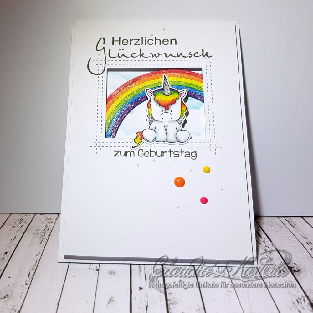 Regenbogen-Einhorn zum Geburtstag | Geburtstagskarte