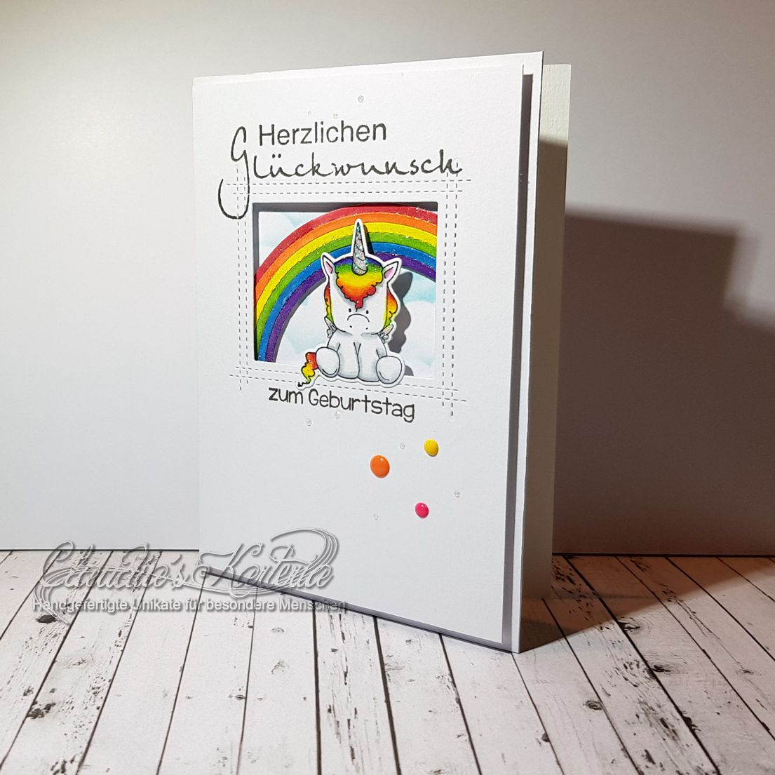 Regenbogen-Einhorn zum Geburtstag | Geburtstagskarte