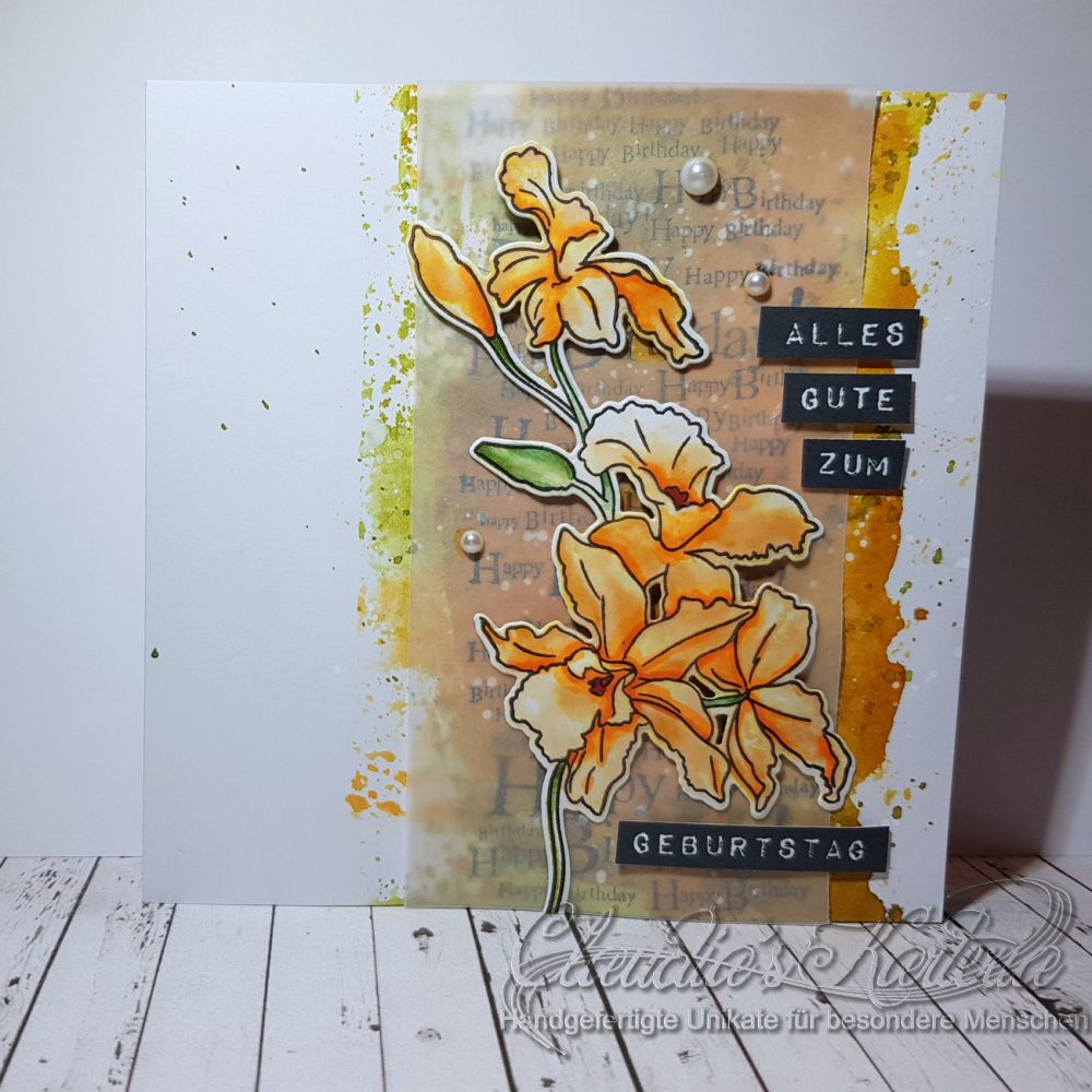 Cattleya auf Aquarell | Geburtstagskarte