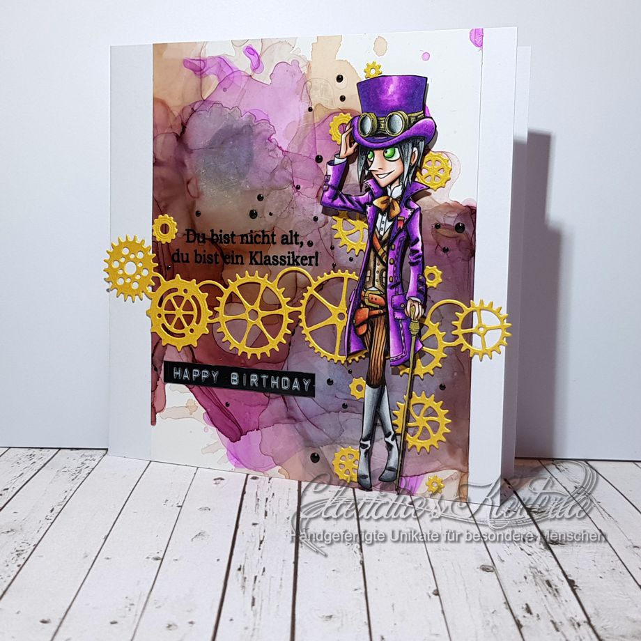 Du bist ein Steampunk-Klassiker auf violett | Geburtstagskarte