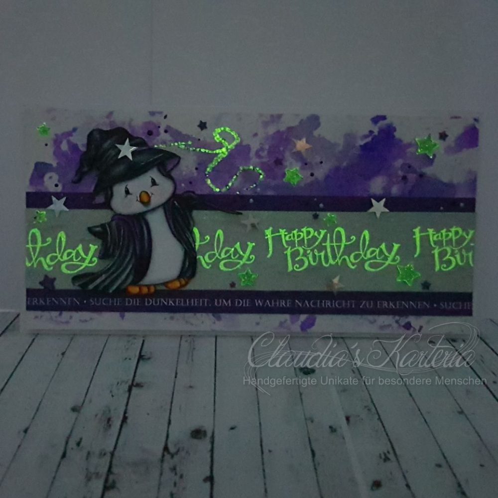 Pinguin-Magier verzauberte Grüsse | Geburtstagskarte