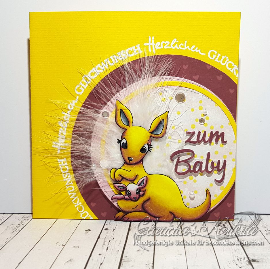 Baby Känguru Glückwünsche Geburtskarte Claudia's Karteria