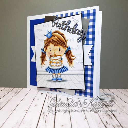 Kuchen-Prinzessin in blau | Geburtstagskarte