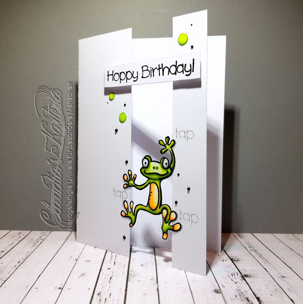 Kletternder Geburtstags-Power-Frosch | Geburtstagskarte