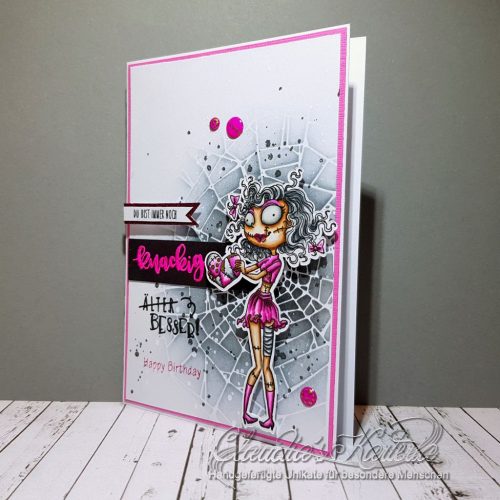 Knackige Herz-Zombiene in pink | Geburtstagskarte