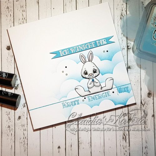 Wünsche vom Yoga-Bunny auf türkis | Geburtstagskarte